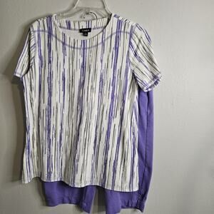 Links Womens 2pc Capri Set Purple Pull On Stretch Pockets Soft Knit Sz S